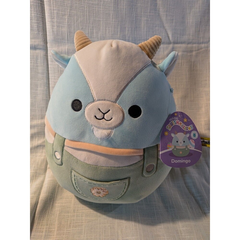 Squishmallows 10" Domingo Blue Goat in Teal Overalls Easter First To Market NWT
